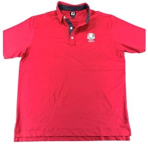 FootJoy Ryder Cup 2020 Whistling Straits Red Golf Polo Shirt Mens Large FJ